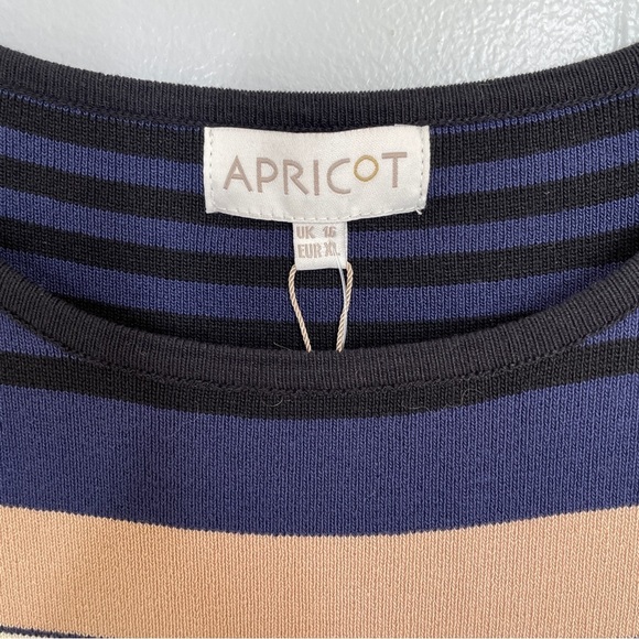 APRICOT Blue and Red Ribbed Sheath Dress with Crew Neck - Picture 10 of 13